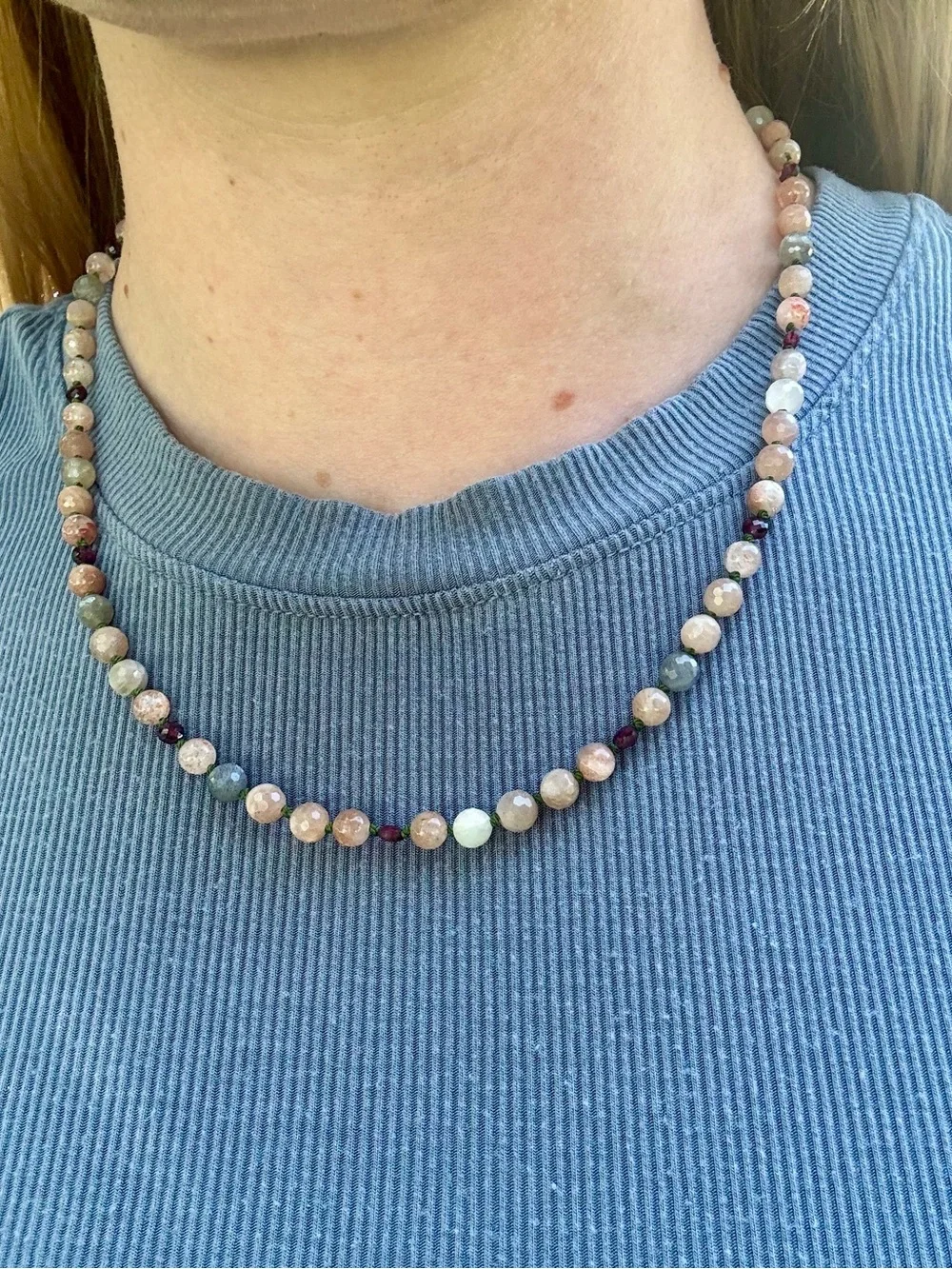 Peach Moonstone necklace. - Picture 7 of 13